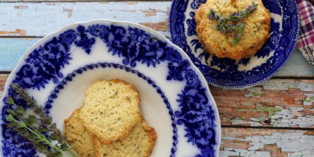 aquafaba lavender almond cookies
